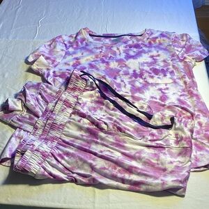 Jane and Bleecker Purple and White Tie-Dye PJ’s/Lounge Wear
